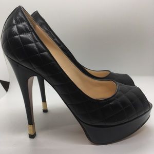 Luciano Padovan Spuntata quilted peeptoe pump